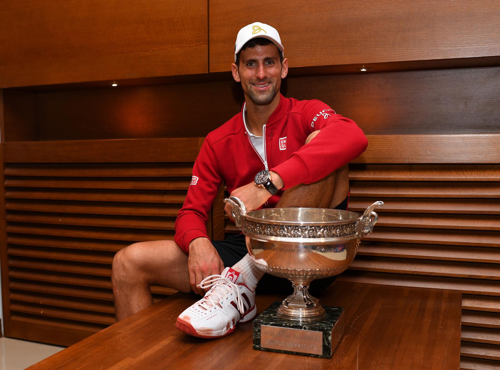 Champion Novak Djokovic of Serbia celebrates