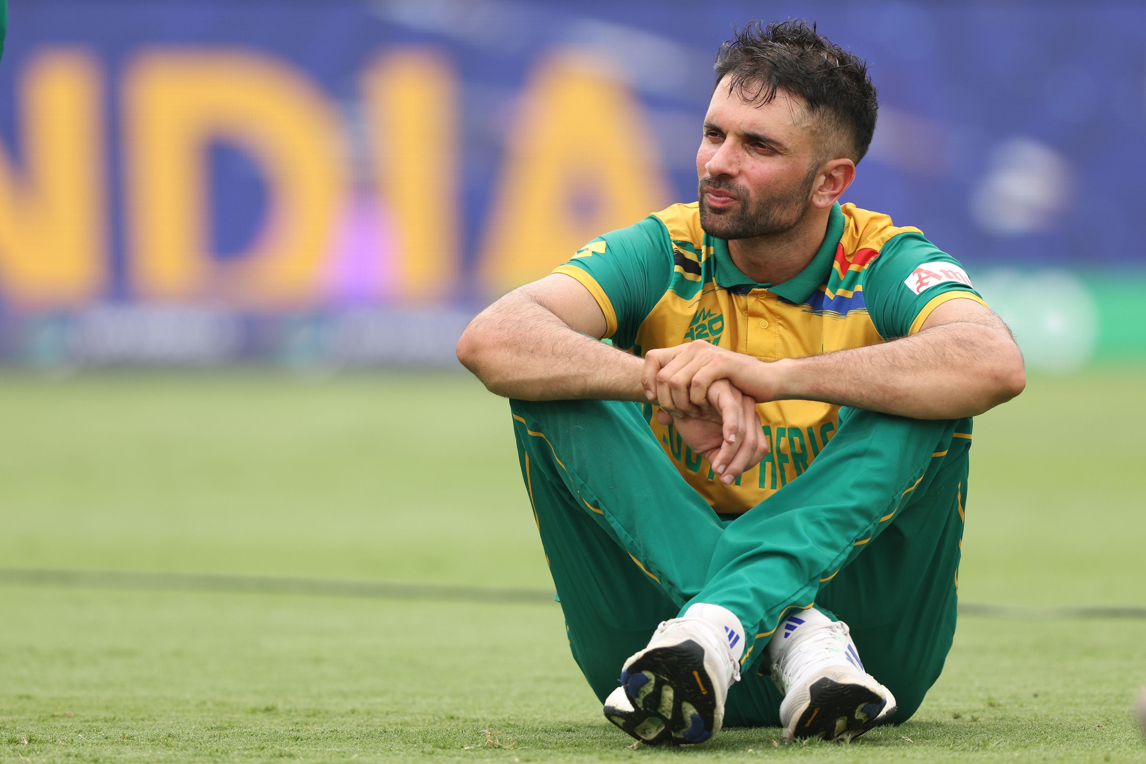 A dejected Keshav Maharaj of South Africa 