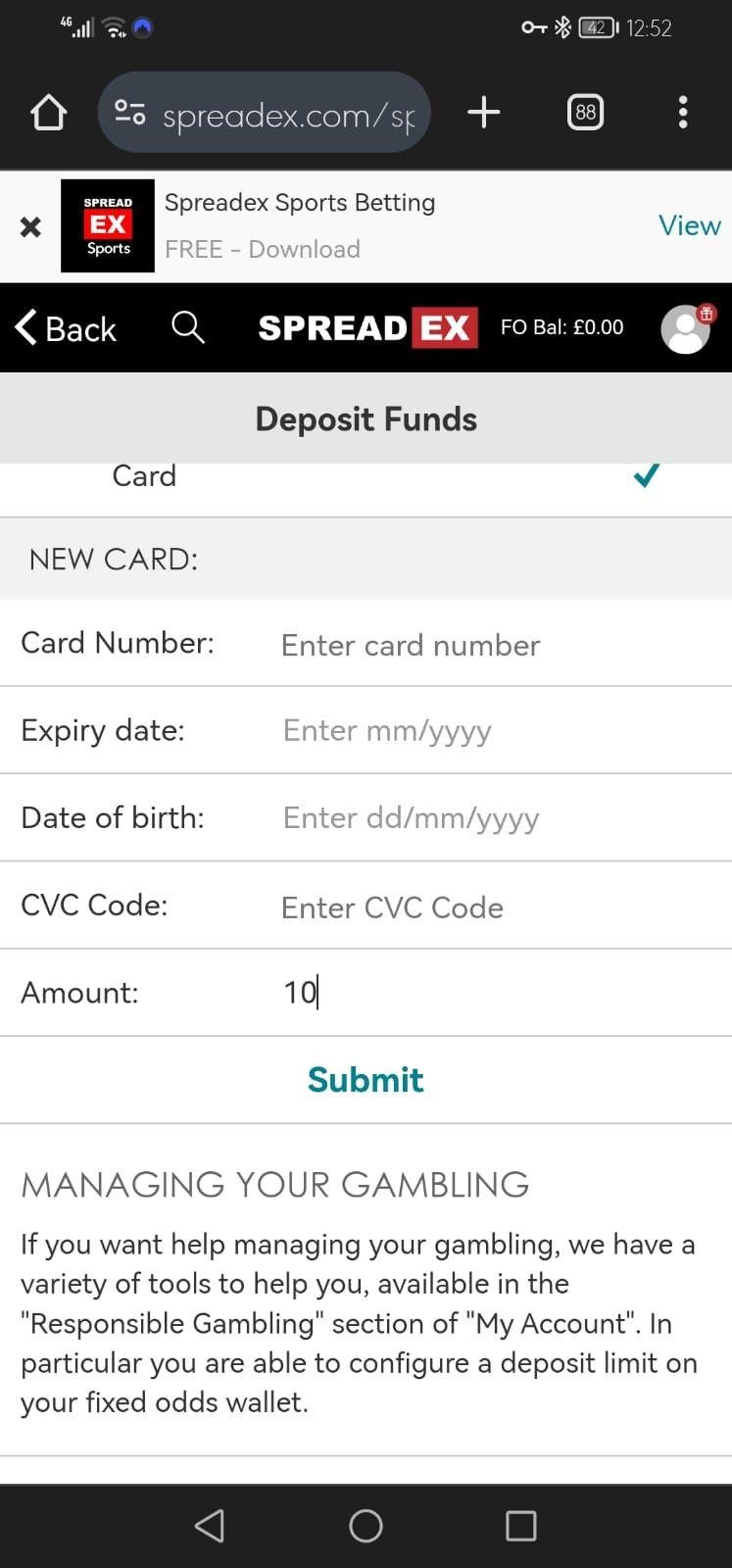 Spreadex Deposit Methods