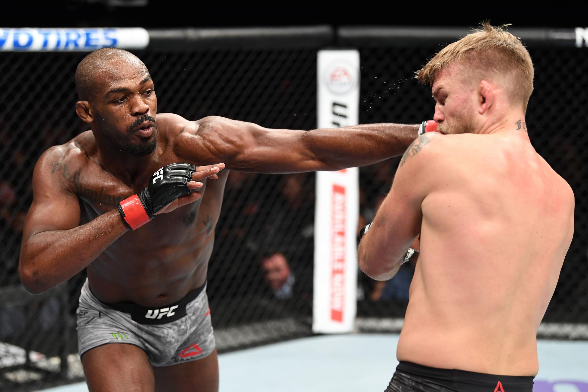 Jon Jones punches Alexander Gustafsson//Getty Images