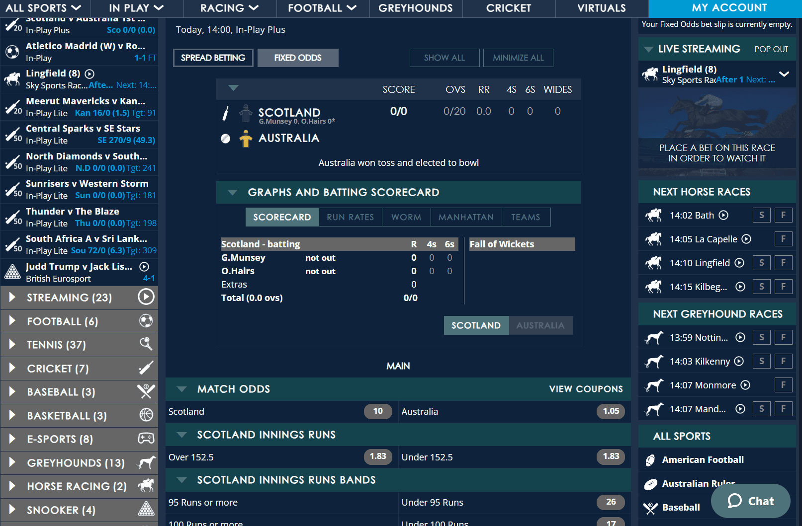 Live Betting on Sporting Index