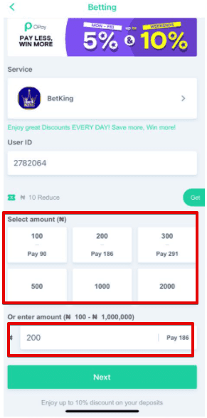 Opay betking select amount.png