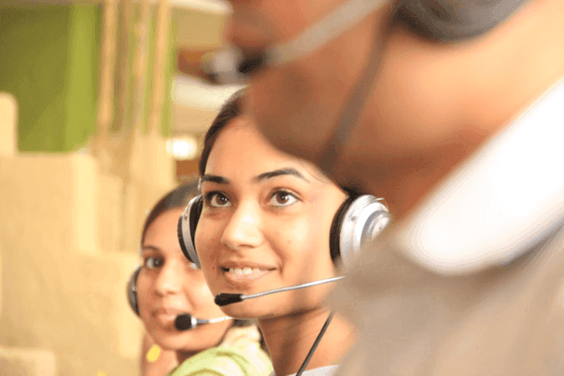 People working in a call center