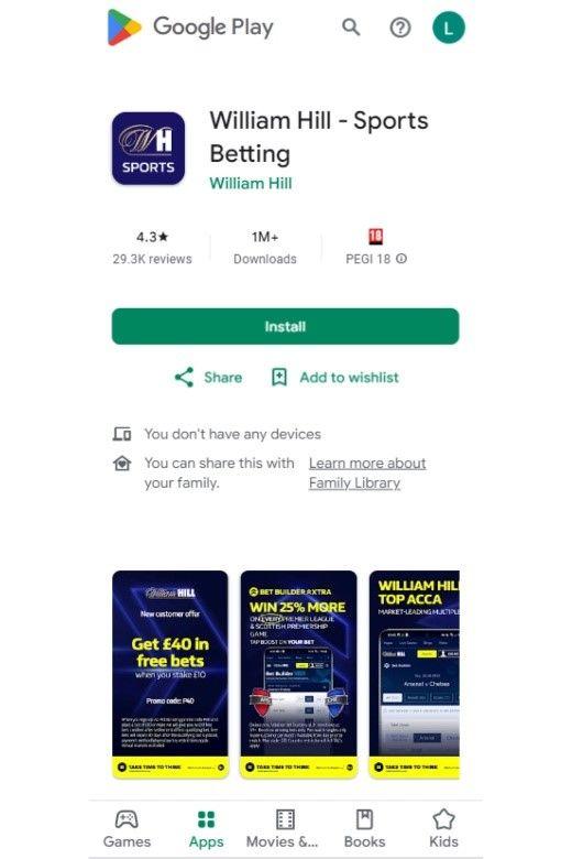 William Hill App for Android